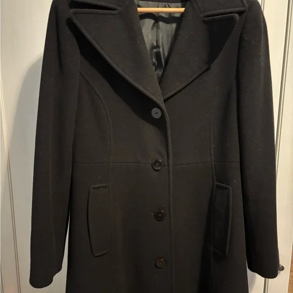 Larry Levine long Walking Coat, Black, Size 6 - Picture 4 of 6